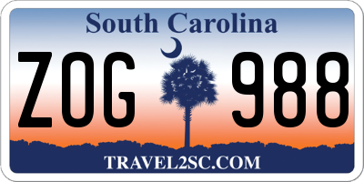 SC license plate ZOG988