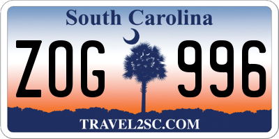 SC license plate ZOG996