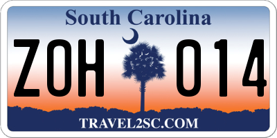SC license plate ZOH014