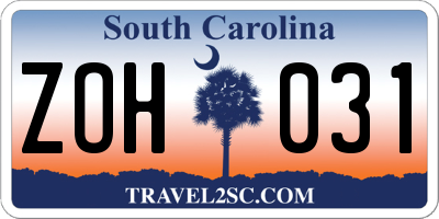 SC license plate ZOH031