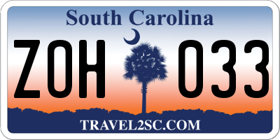SC license plate ZOH033