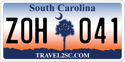 SC license plate ZOH041