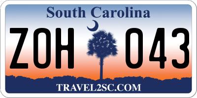 SC license plate ZOH043