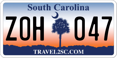 SC license plate ZOH047
