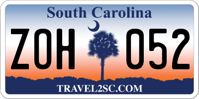 SC license plate ZOH052