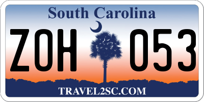 SC license plate ZOH053