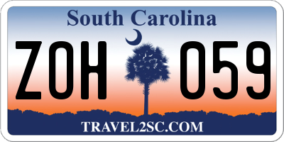 SC license plate ZOH059