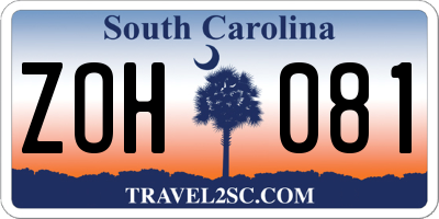 SC license plate ZOH081