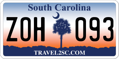 SC license plate ZOH093