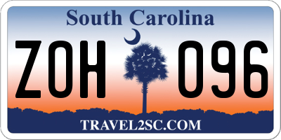 SC license plate ZOH096