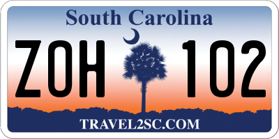 SC license plate ZOH102