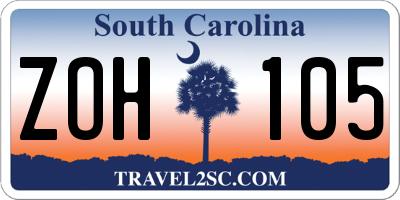 SC license plate ZOH105