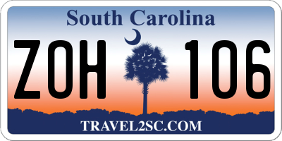 SC license plate ZOH106