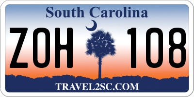 SC license plate ZOH108