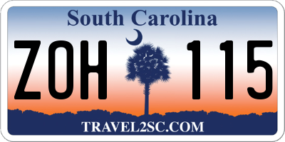 SC license plate ZOH115
