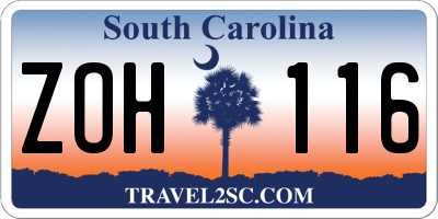 SC license plate ZOH116