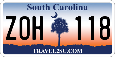 SC license plate ZOH118