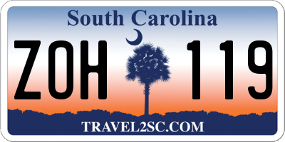SC license plate ZOH119