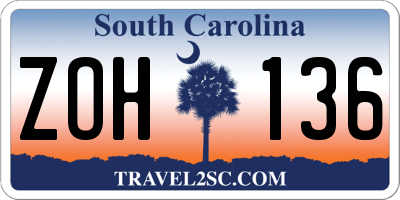 SC license plate ZOH136