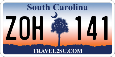 SC license plate ZOH141