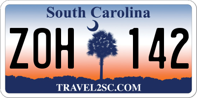 SC license plate ZOH142