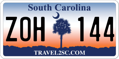 SC license plate ZOH144