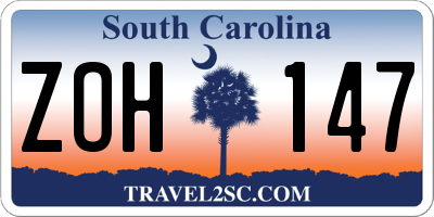 SC license plate ZOH147