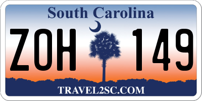 SC license plate ZOH149