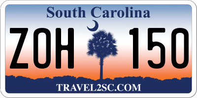 SC license plate ZOH150