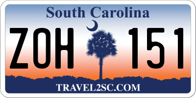 SC license plate ZOH151