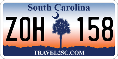 SC license plate ZOH158