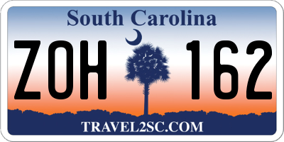 SC license plate ZOH162