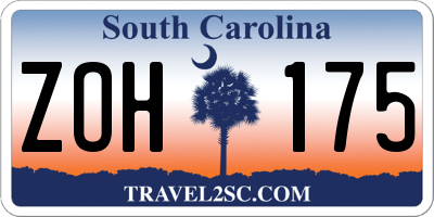 SC license plate ZOH175