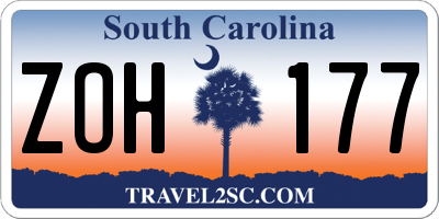 SC license plate ZOH177