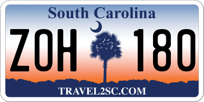SC license plate ZOH180