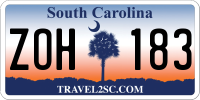 SC license plate ZOH183