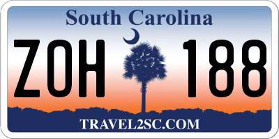 SC license plate ZOH188
