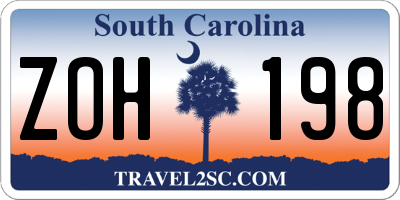 SC license plate ZOH198