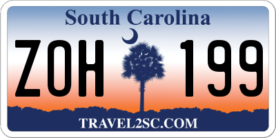 SC license plate ZOH199