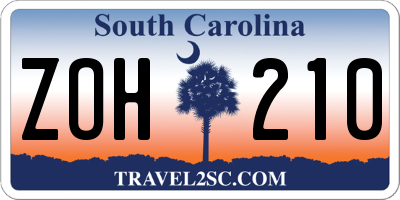 SC license plate ZOH210