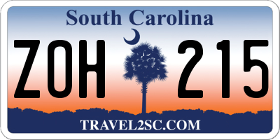 SC license plate ZOH215