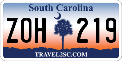 SC license plate ZOH219