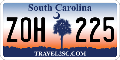 SC license plate ZOH225