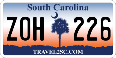 SC license plate ZOH226