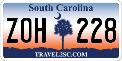 SC license plate ZOH228