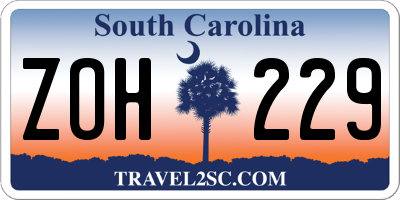 SC license plate ZOH229