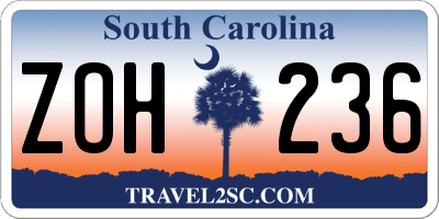 SC license plate ZOH236