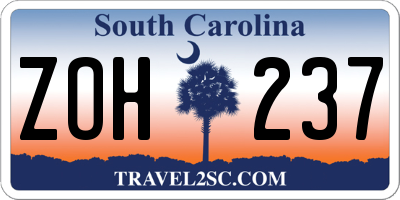 SC license plate ZOH237