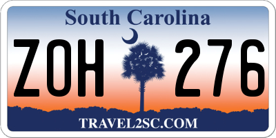 SC license plate ZOH276