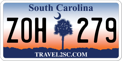 SC license plate ZOH279